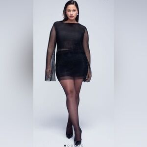 Forever 21 plus size Black Mesh rhinestone skirt